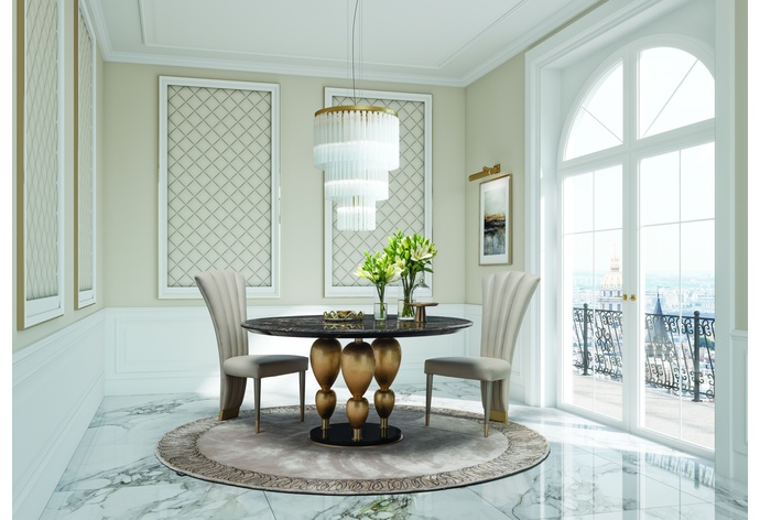 Imperador Small Round Marble Top Dining Table